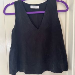 Everlane black silk blouse tank top v neck